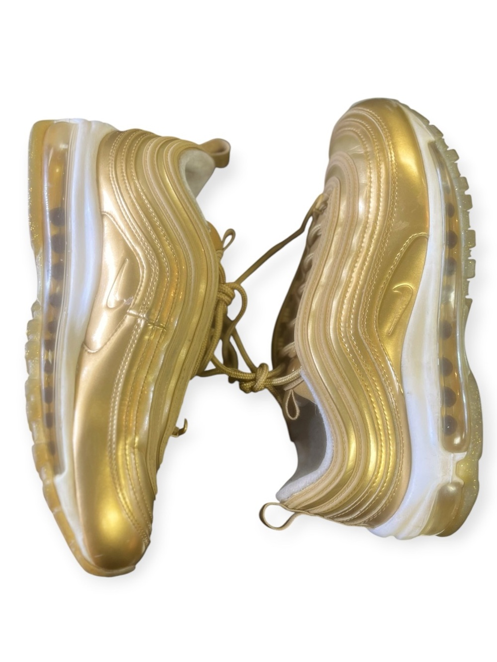 Sz 8.5 Nike Women’s Gold Metallic Air Max 97 Sneakers